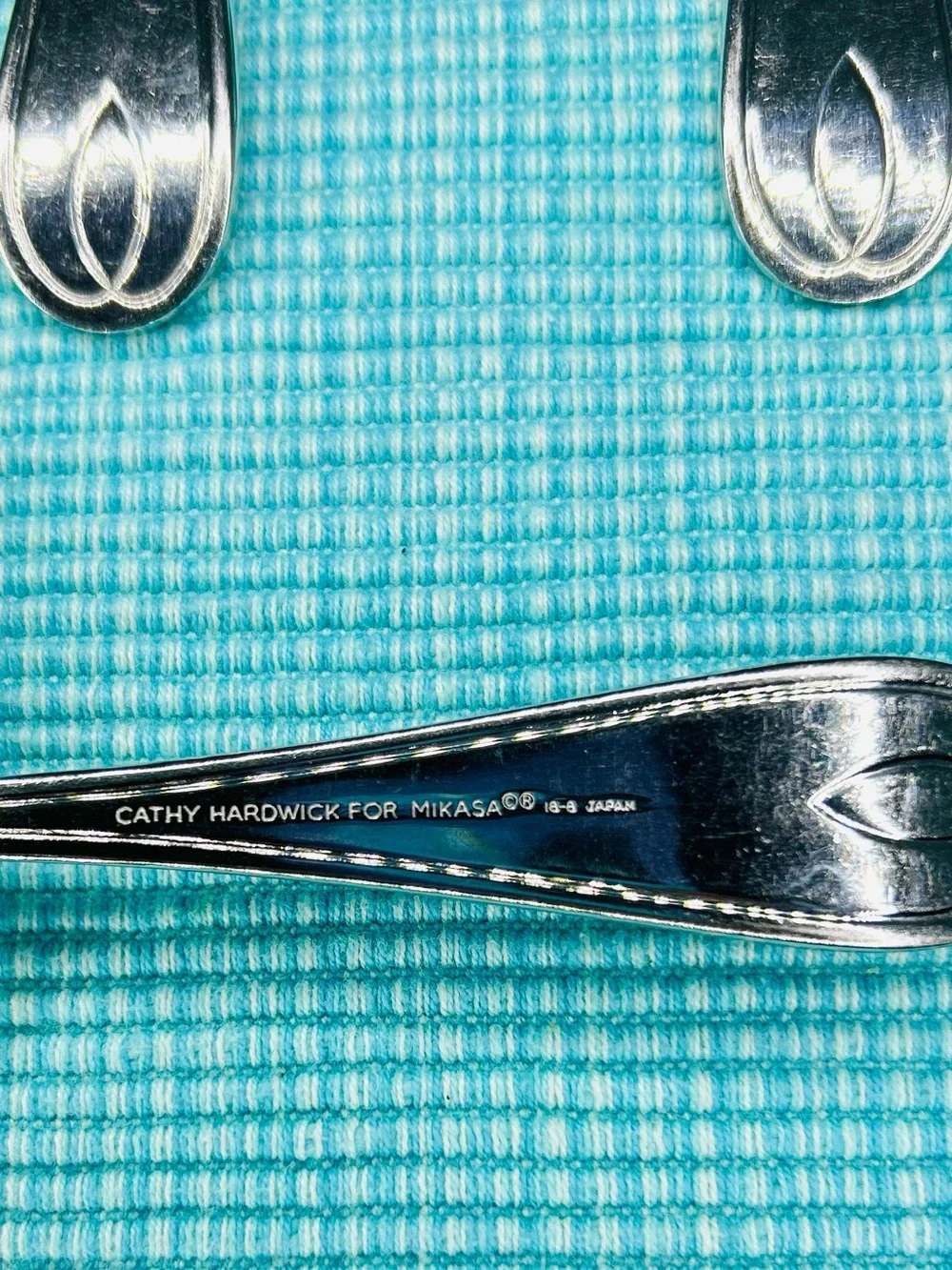 Mikasa WATER LILY Stainless 18-8 Cathy Hardwick Japan Well Used 6 Soup Spoons